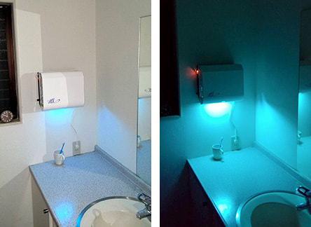 紫外線を常に照射して除菌している様子